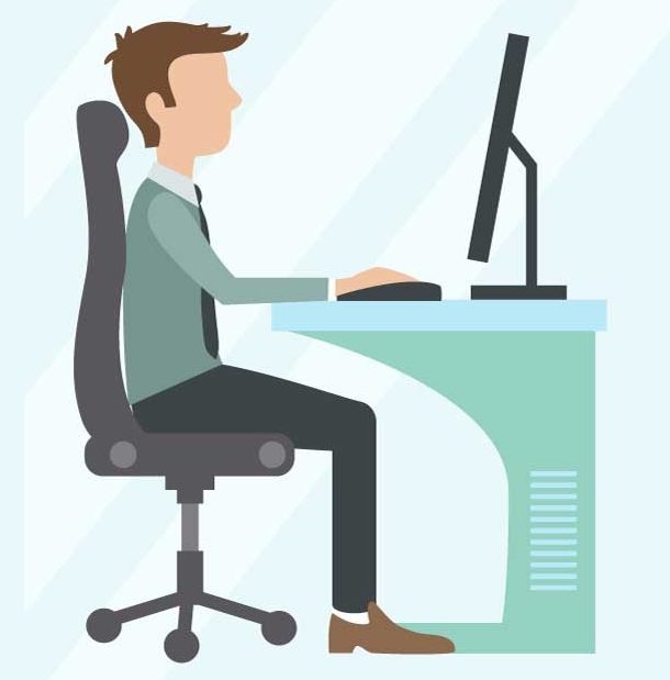 exemple de posture ergonomique pour le travail devant un ordinateur