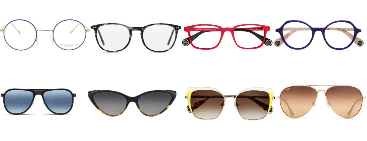 Selection de lunettes de soleil et de vue de différentes formes pour aller pour chaque visage