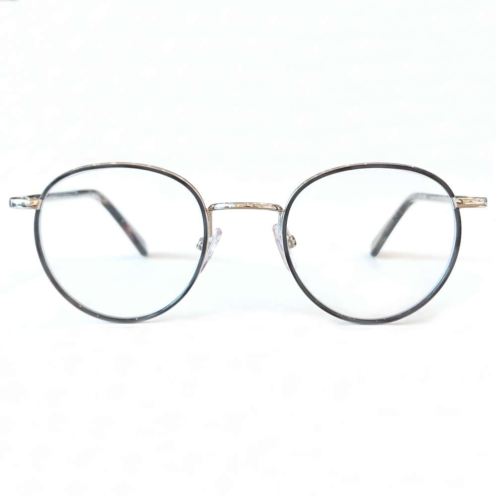 lunettes ronde de la marque Française Tortuga argenté et cerclage en acétate bleu gris