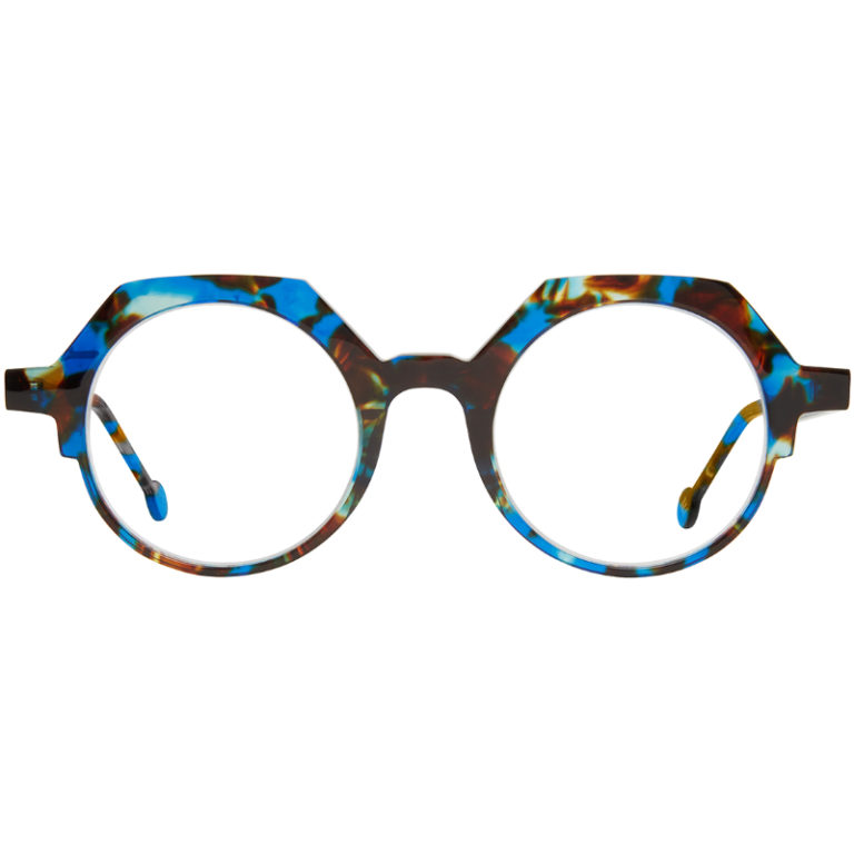 Grandes lunettes rondes de la marque LA Eyeworks de couleur écaille bleue