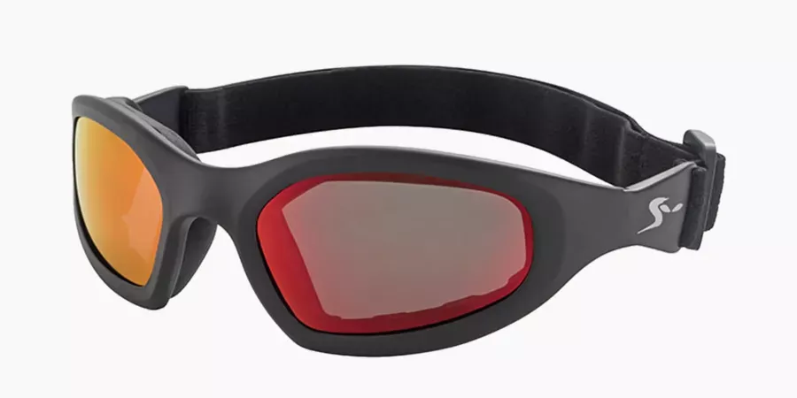 Lunettes de sport aquatique. galbée et liée d'une sangle assurant son bon maintien