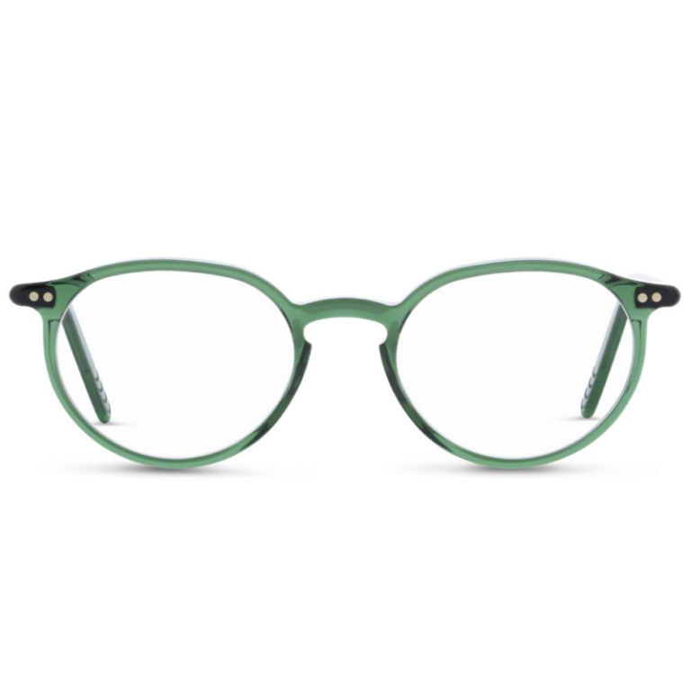 lunettes Lunor forme oval arrondie verte sur fond blanc