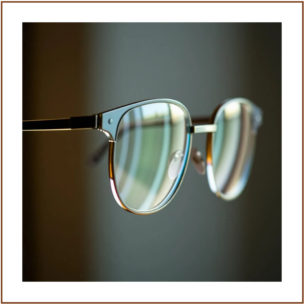 Une paire de lunettes avec des verres en premier plan
