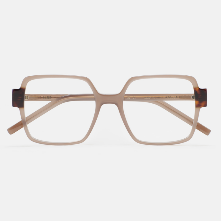 Grandes lunettes carrées pour femme de la marque Kaleos de couleur beige