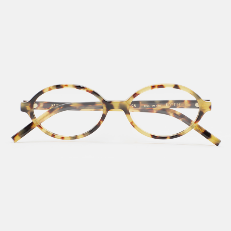 Petite lunettes oval de la marque Kaleos qui ressemble beaucoup à la monture Miu Miu de couleur écaille claire