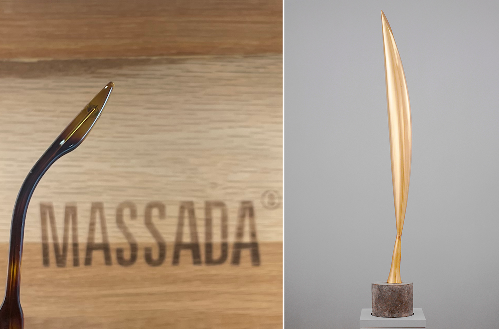 Branche de lunettes de la marque Massada inspiré par l'oeuvre de Constantin Brancusi.