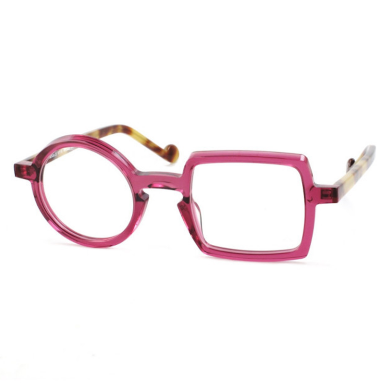 Lunettes ronde carré XIT rose framboise et branches écaille